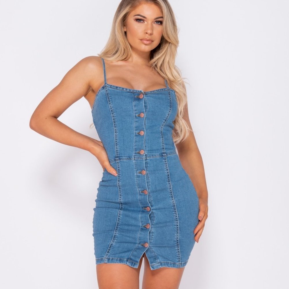 RESTOCK! Sleeveless Denim Jeans Bodycon Mini Dress